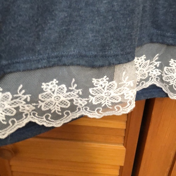 Wekili Blue knit shirt dress with lace - Picture 3 of 6